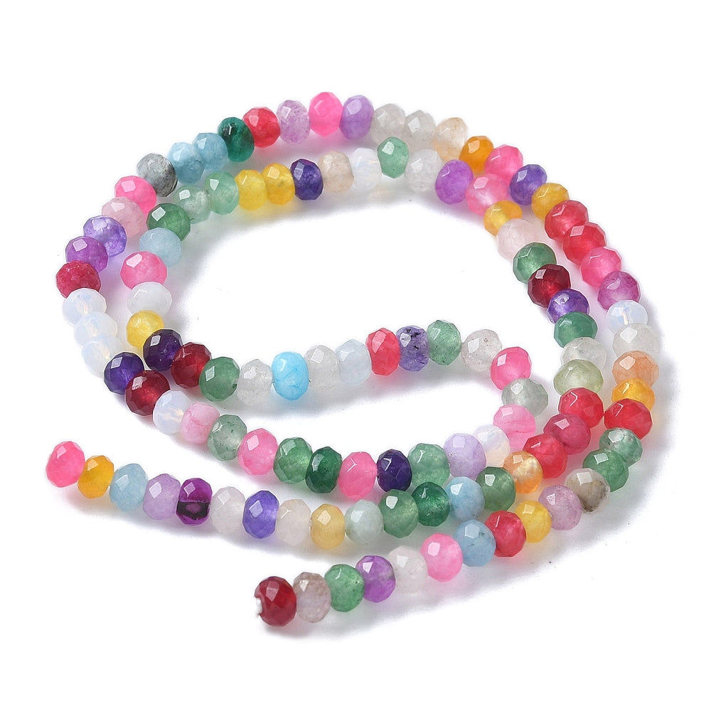 Mixed Malaysia Jade Faceted Rondelle Beads 4x3mm Strand | The Pink Bead Shop Canada