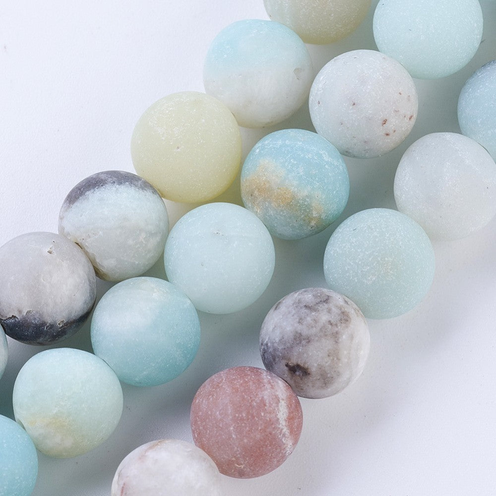 Amazonite Multicolor Frosted Beads – Assorted Sizes (6mm, 8mm) The Pink Bead Shop