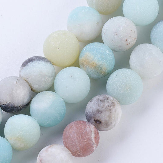 Amazonite Multicolor Frosted Beads – Assorted Sizes (6mm, 8mm) The Pink Bead Shop