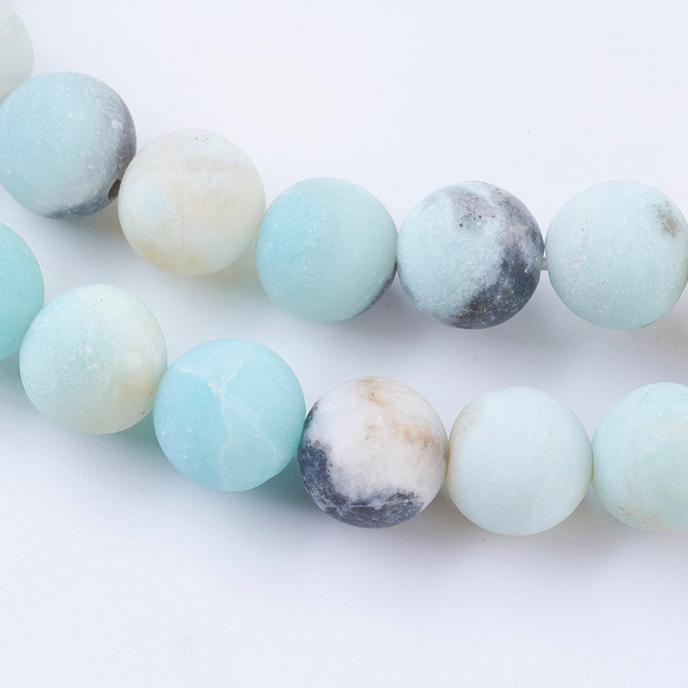 Amazonite Multicolor Frosted Beads – Assorted Sizes (6mm, 8mm) The Pink Bead Shop