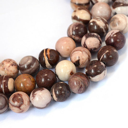 Zebra Jasper Natural Beads – Round 6–7mm The Pink Bead Shop