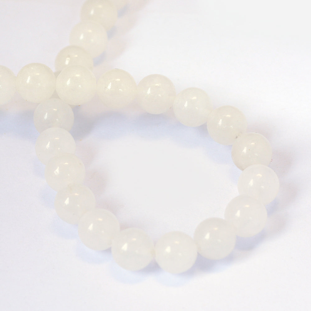 Jade Natural White Beads – Round 6–6.5mm The Pink Bead Shop