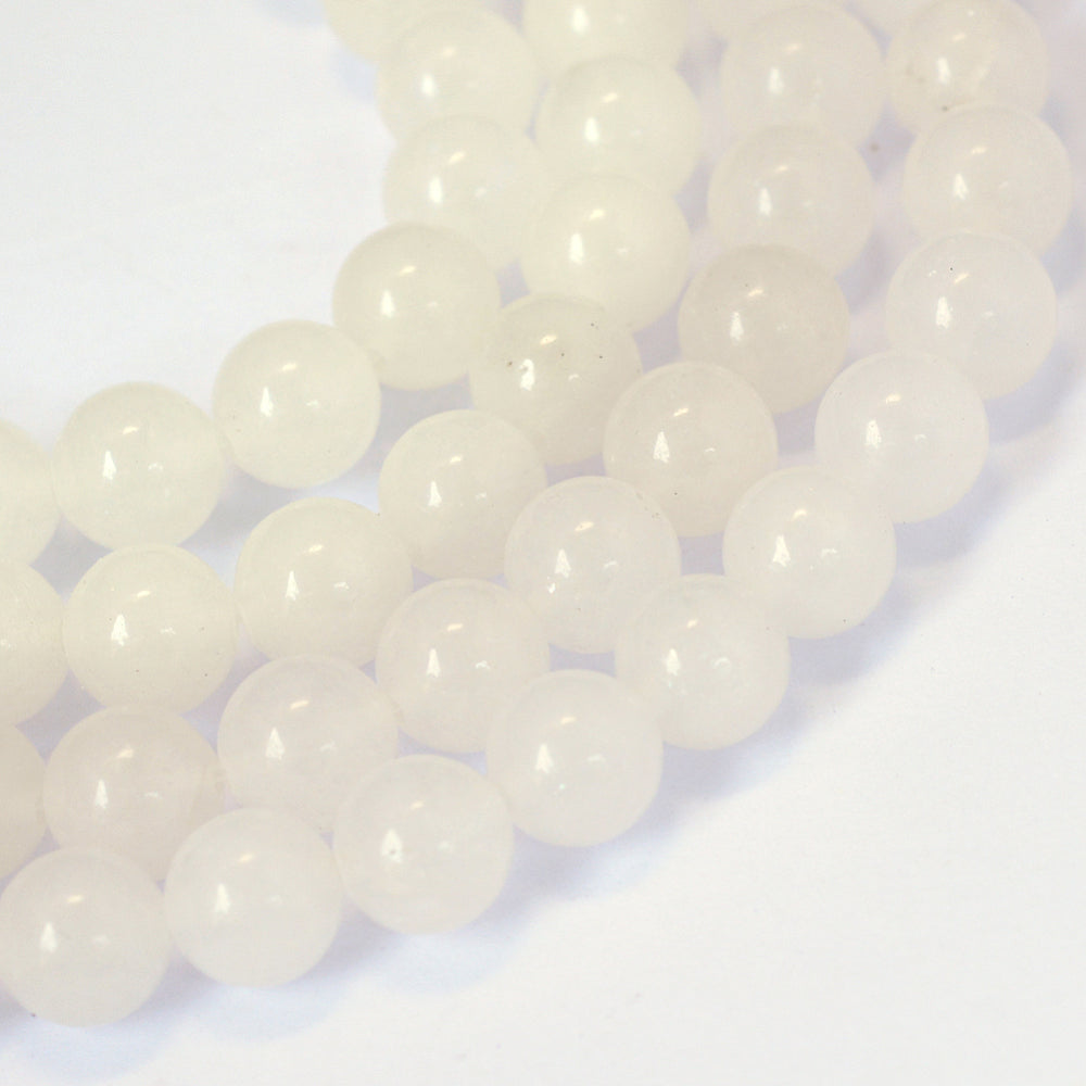 Jade Natural White Beads – Round 6–6.5mm The Pink Bead Shop