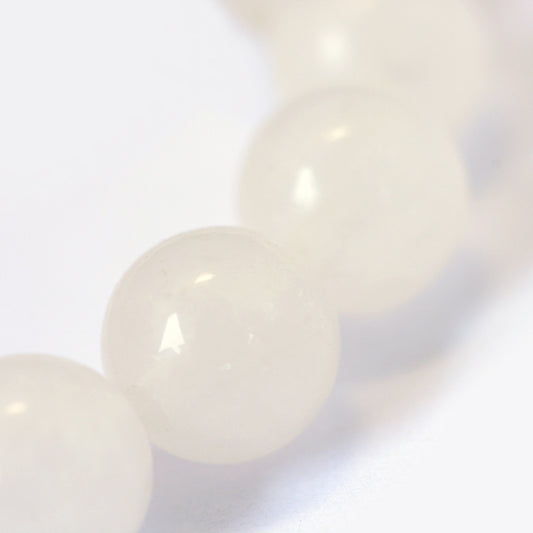 Natural White Jade Round Gemstone Bead Strands | 4mm & 8mm | The Pink Bead Shop Canada