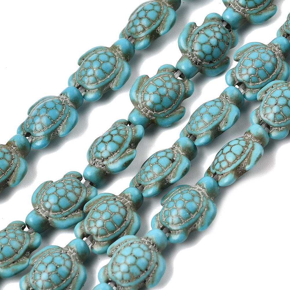 Turtle Beads | Dark Turquoise Synthetic Carved Beads 10–11mm | The Pink Bead Shop Canada