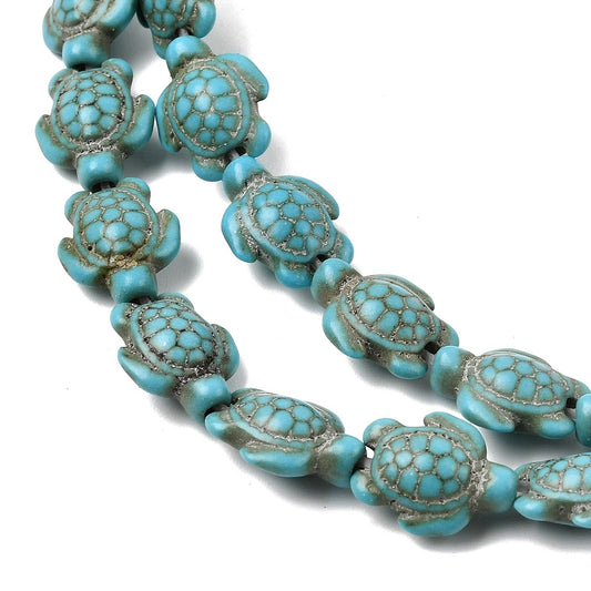 Turtle Beads | Dark Turquoise Synthetic Carved Beads 10–11mm | The Pink Bead Shop Canada