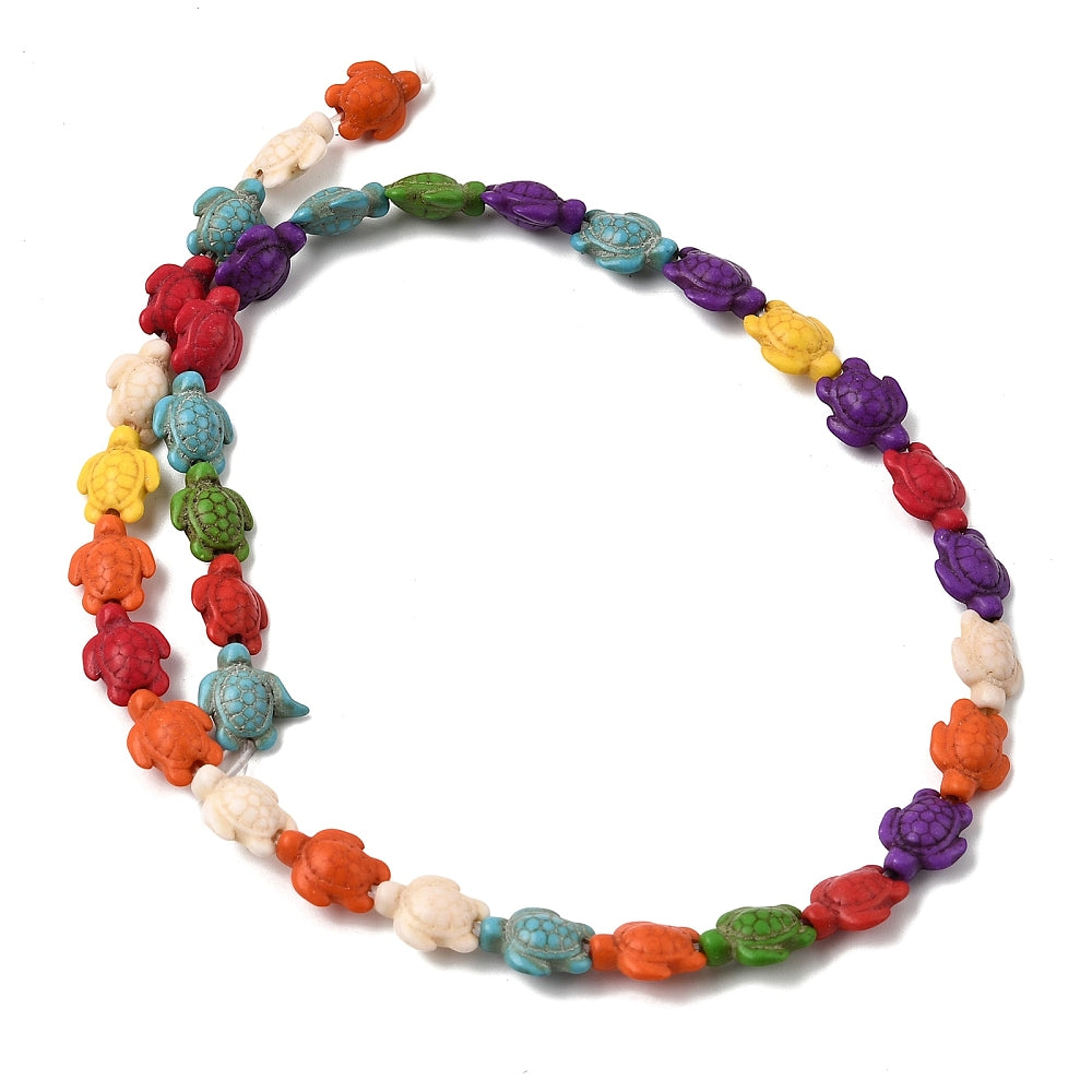 Turtle Beads | Synthetic Turquoise Carved Beads 10–11mm | Mixed Colour Strands | The Pink Bead Shop Canada