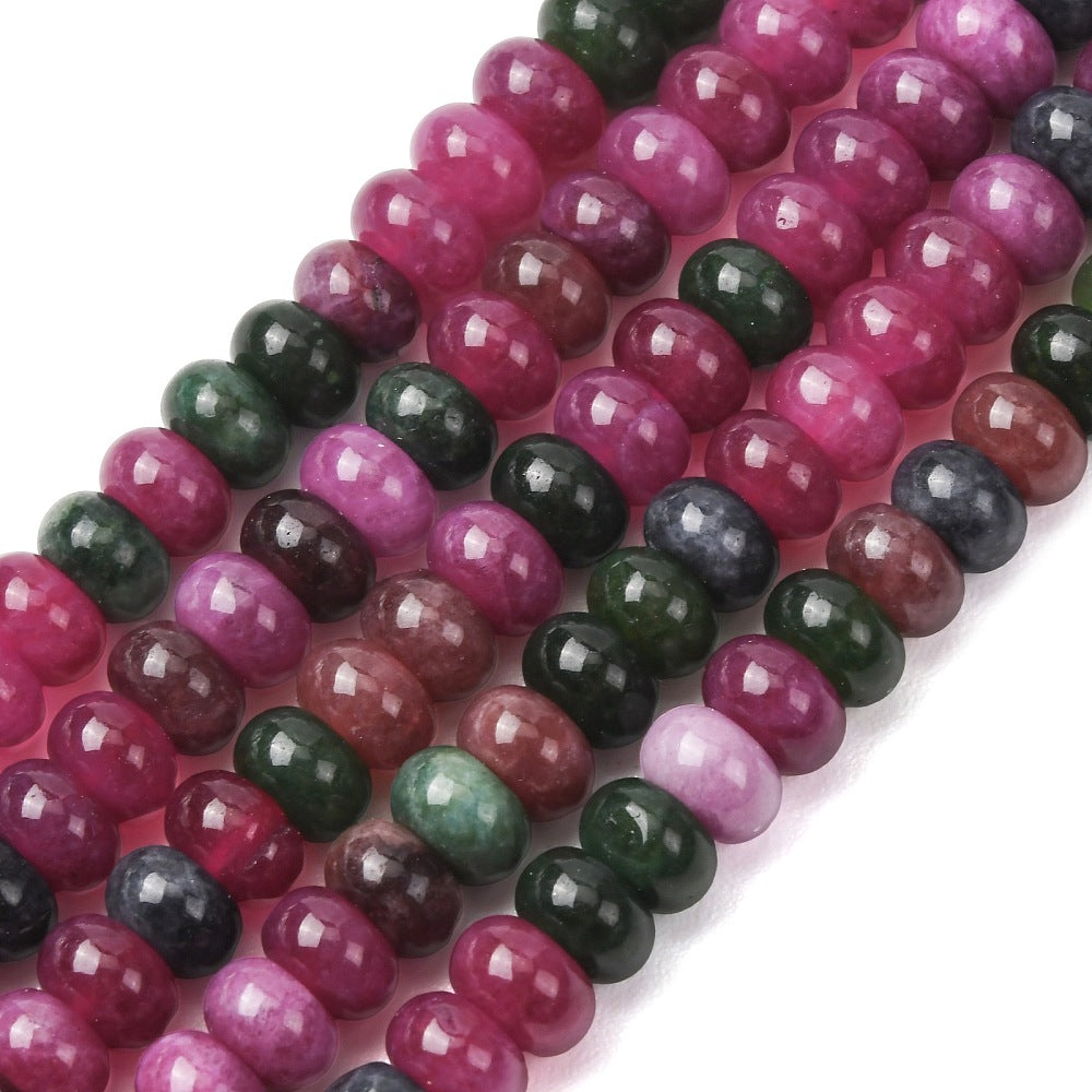 Dyed White Jade Smooth Rondelle Camellia Beads 8x5mm Strand | The Pink Bead Shop Canada