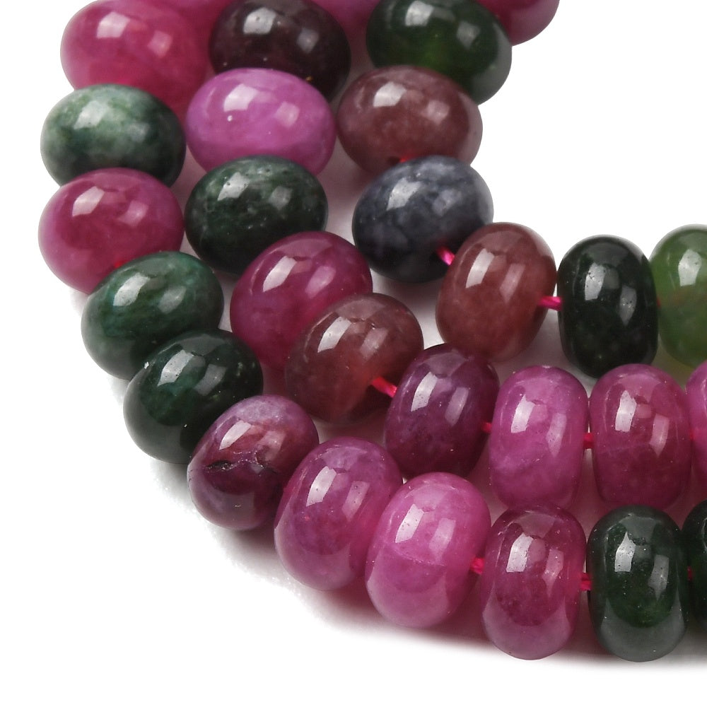 Dyed White Jade Smooth Rondelle Camellia Beads 8x5mm Strand | The Pink Bead Shop Canada