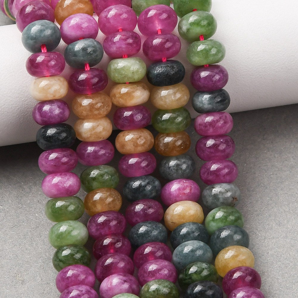 Dyed White Jade Smooth Rondelle Mixed Color Beads 8x5mm Strand | The Pink Bead Shop Canada