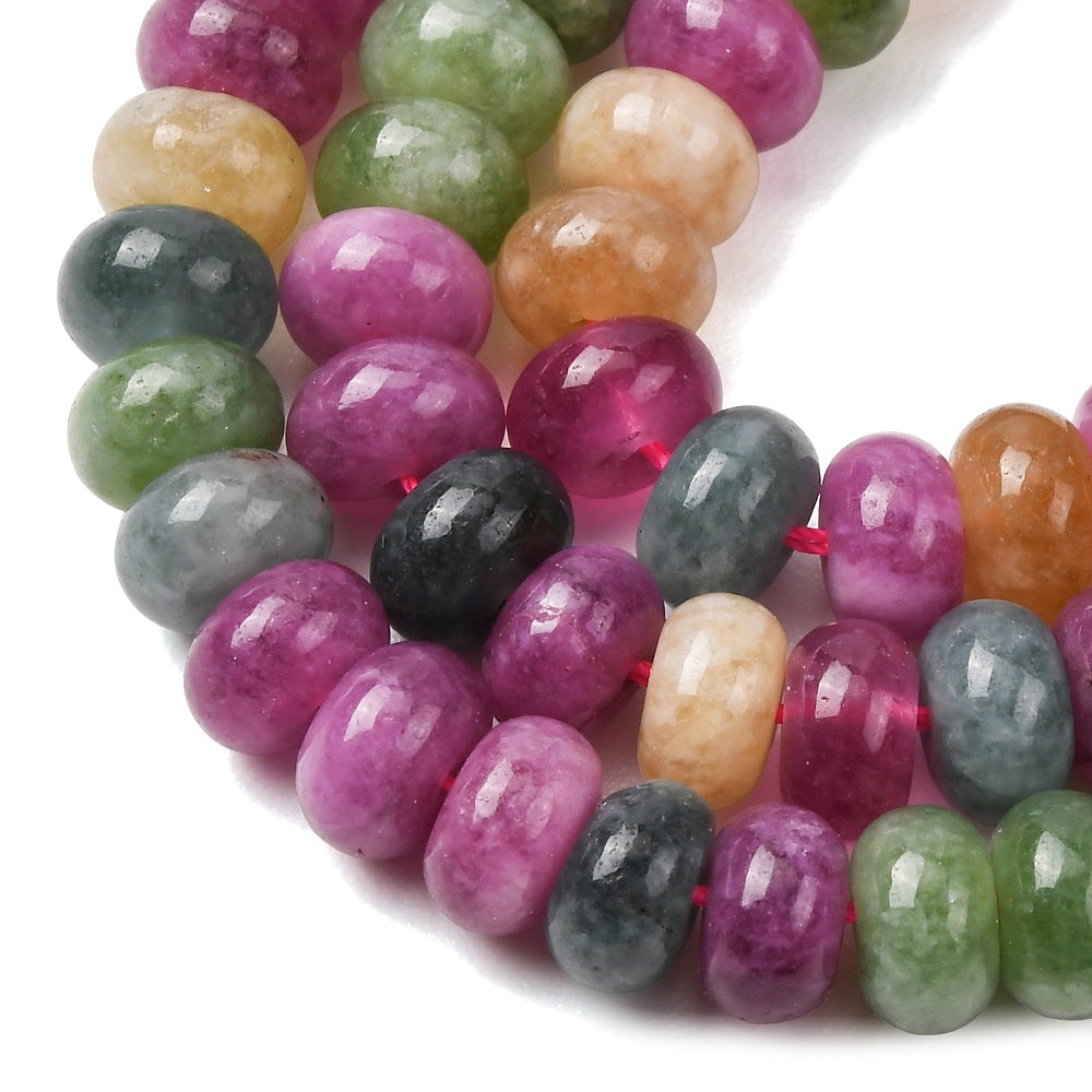 Dyed White Jade Smooth Rondelle Mixed Color Beads 8x5mm Strand | The Pink Bead Shop Canada
