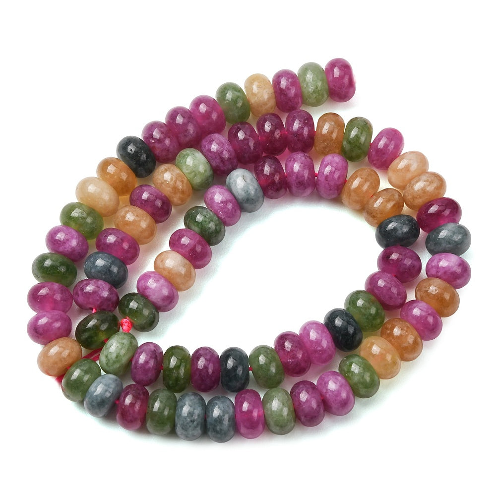 Dyed White Jade Smooth Rondelle Mixed Color Beads 8x5mm Strand | The Pink Bead Shop Canada