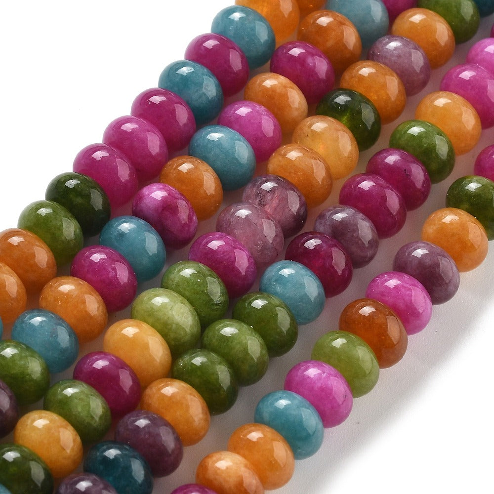 White Jade Dyed  Rondelle Beads – Colourful 8x5mm | The Pink Bead Shop Canada