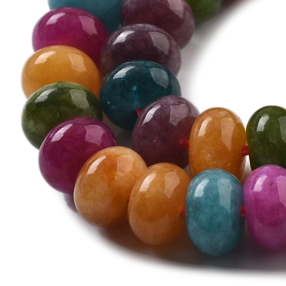 White Jade Dyed  Rondelle Beads – Colourful 8x5mm | The Pink Bead Shop Canada