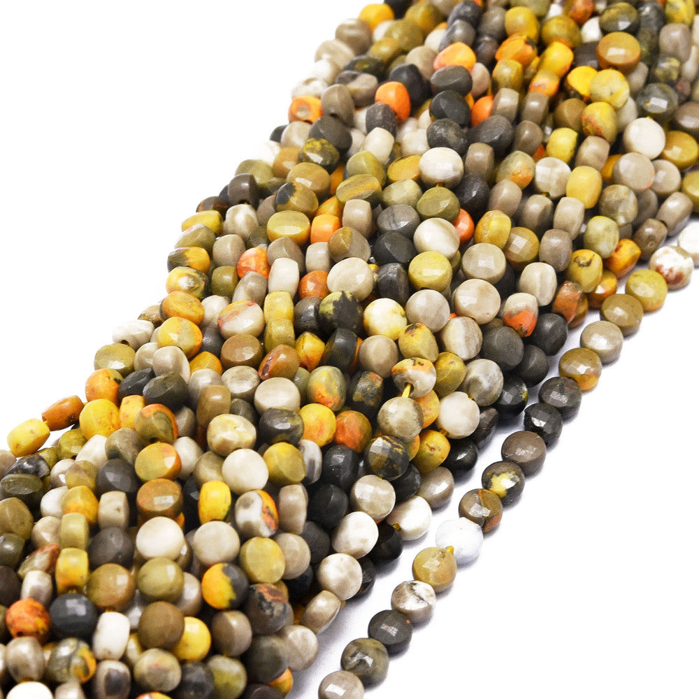 Bumblebee Jasper Faceted Coin Beads 4mm | The Pink Bead Shop Canada