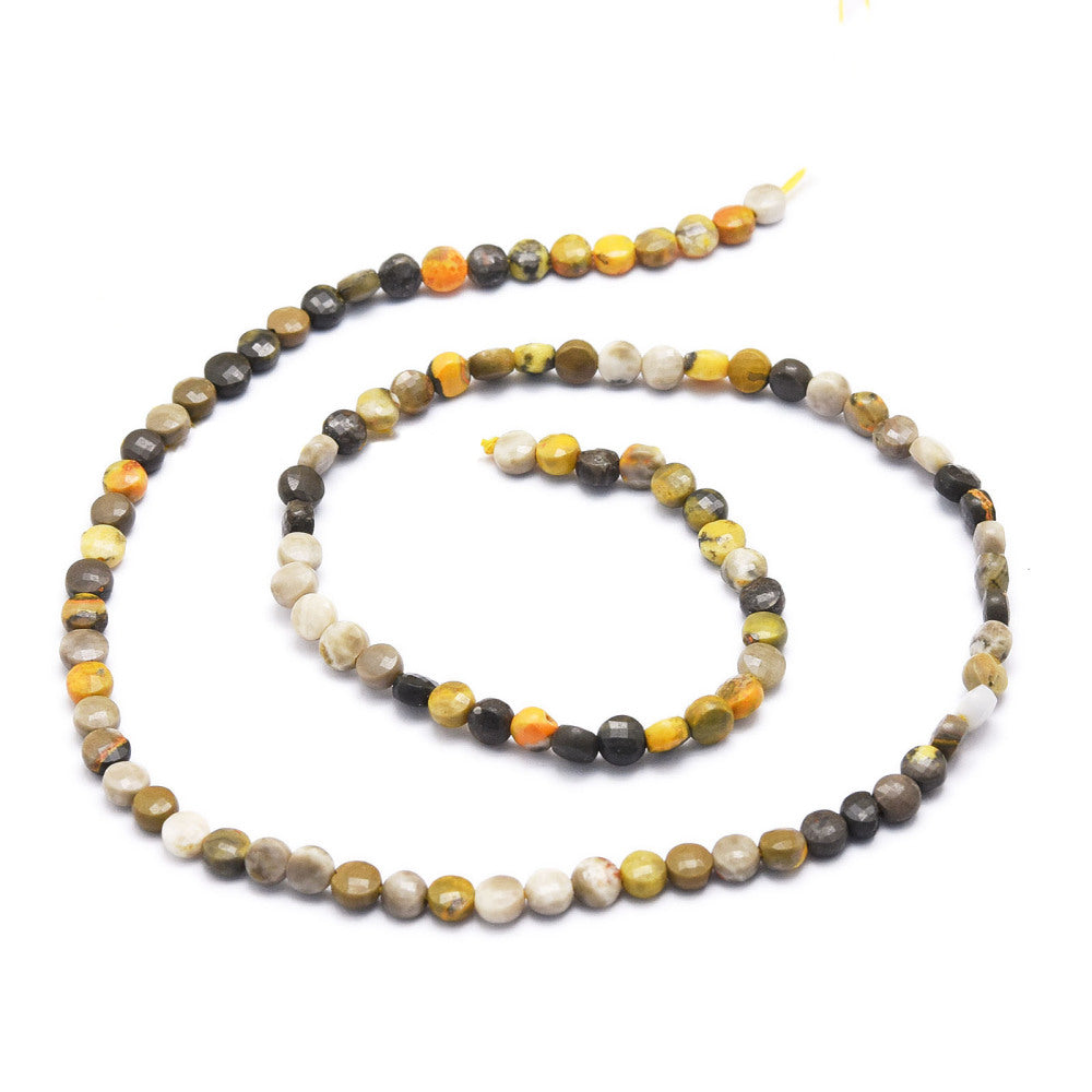 Bumblebee Jasper Faceted Coin Beads 4mm | The Pink Bead Shop Canada