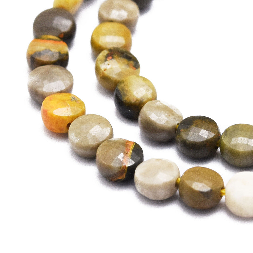 Bumblebee Jasper Faceted Coin Beads 4mm | The Pink Bead Shop Canada