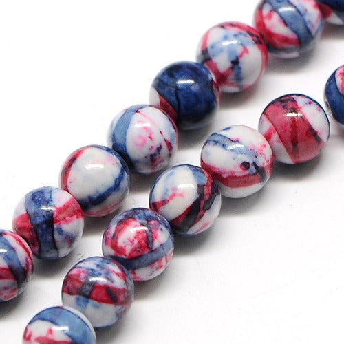 Ocean Jade Style Beads 8mm Round – Thistle Multi Color Gemstone Style Strand | The Pink Bead Shop Canada