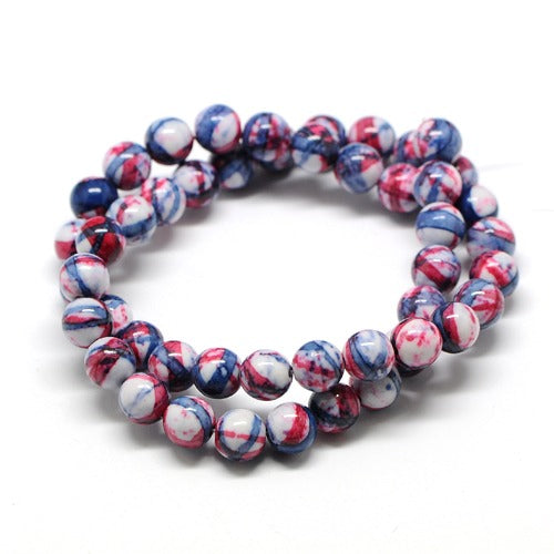 Ocean Jade Style Beads 8mm Round – Thistle Multi Color Gemstone Style Strand | The Pink Bead Shop Canada