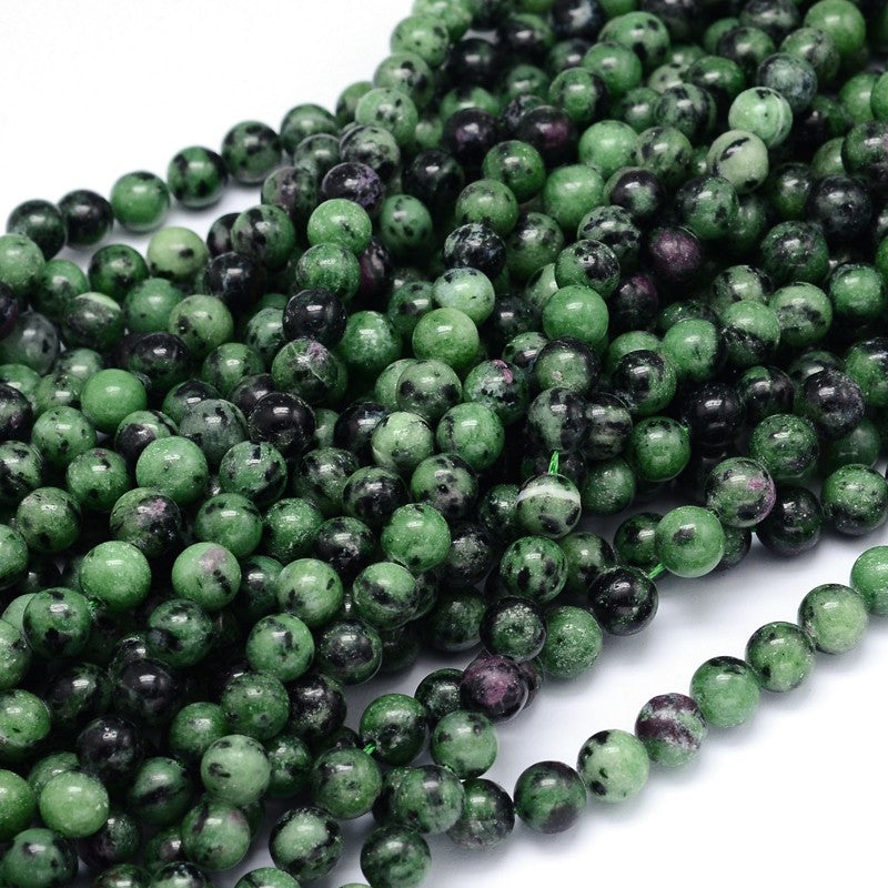 Ruby in Zoisite Gemstone Beads – Round 6mm & 8mm | The Pink Bead Shop Canada