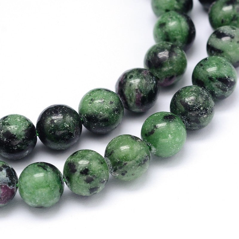 Ruby in Zoisite Gemstone Beads – Round 6mm & 8mm | The Pink Bead Shop Canada