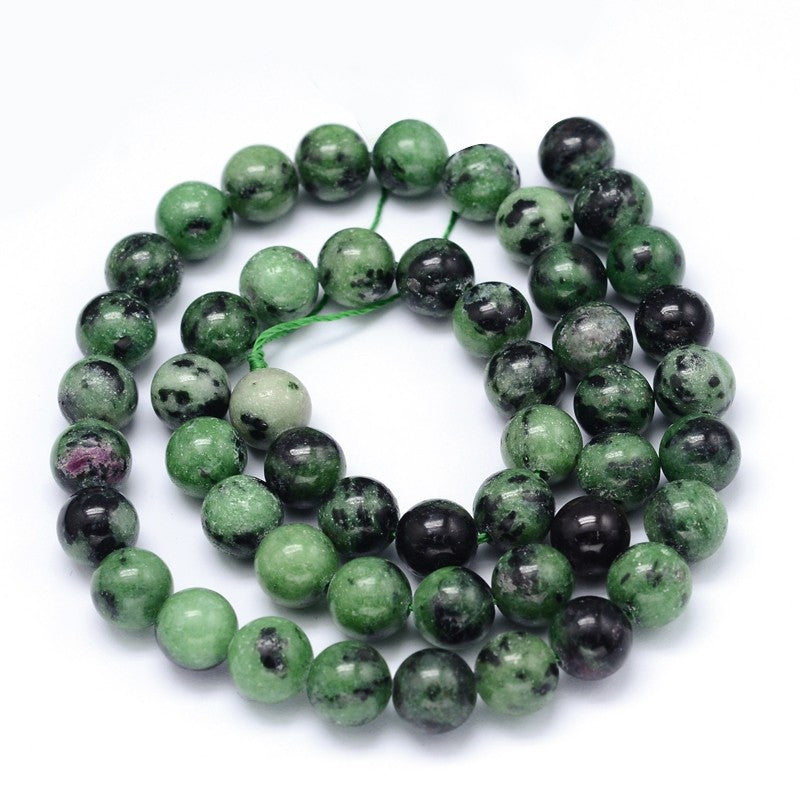 Ruby in Zoisite Gemstone Beads – Round 6mm & 8mm | The Pink Bead Shop Canada