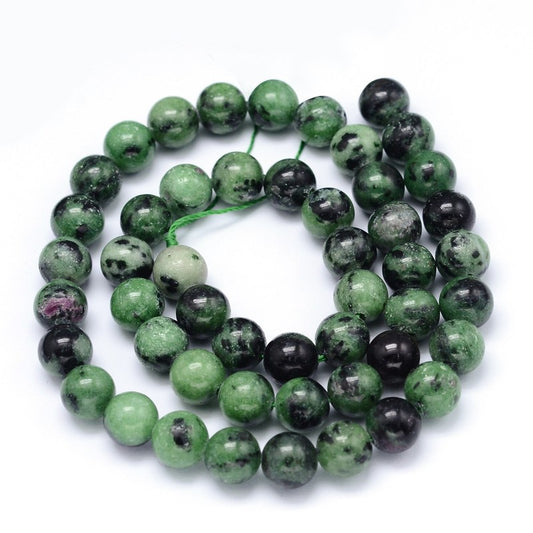 Ruby in Zoisite Gemstone Beads – Round 6mm & 8mm | The Pink Bead Shop Canada