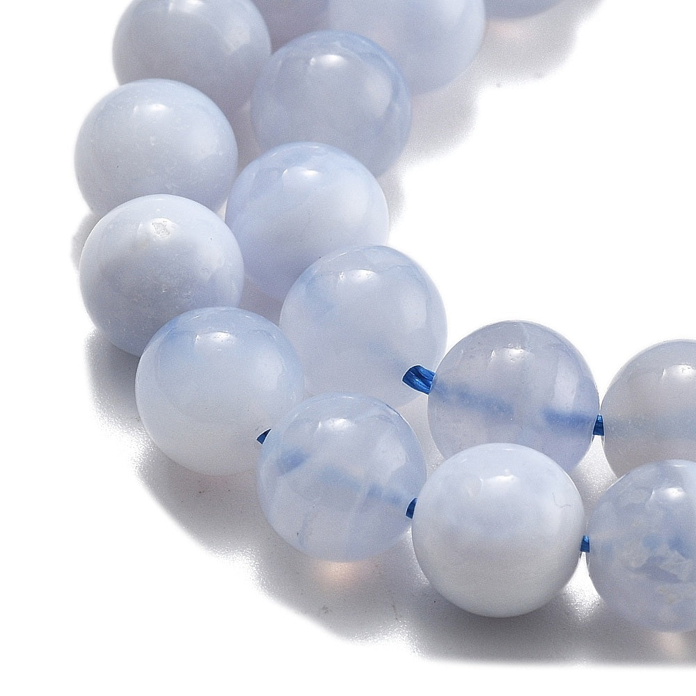 Blue Lace Agate 8mm Natural Round Gemstone Beads | The Pink Bead Shop Canada