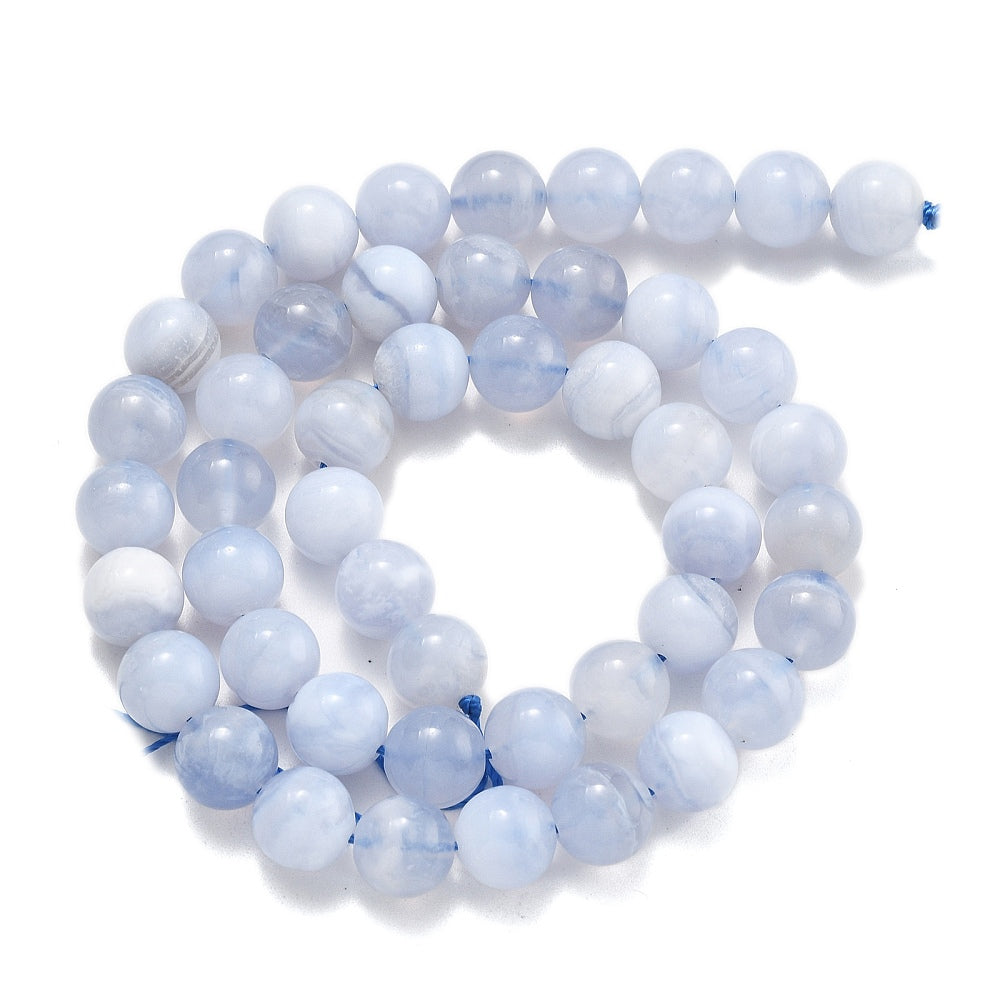 Blue Lace Agate 8mm Natural Round Gemstone Beads | The Pink Bead Shop Canada