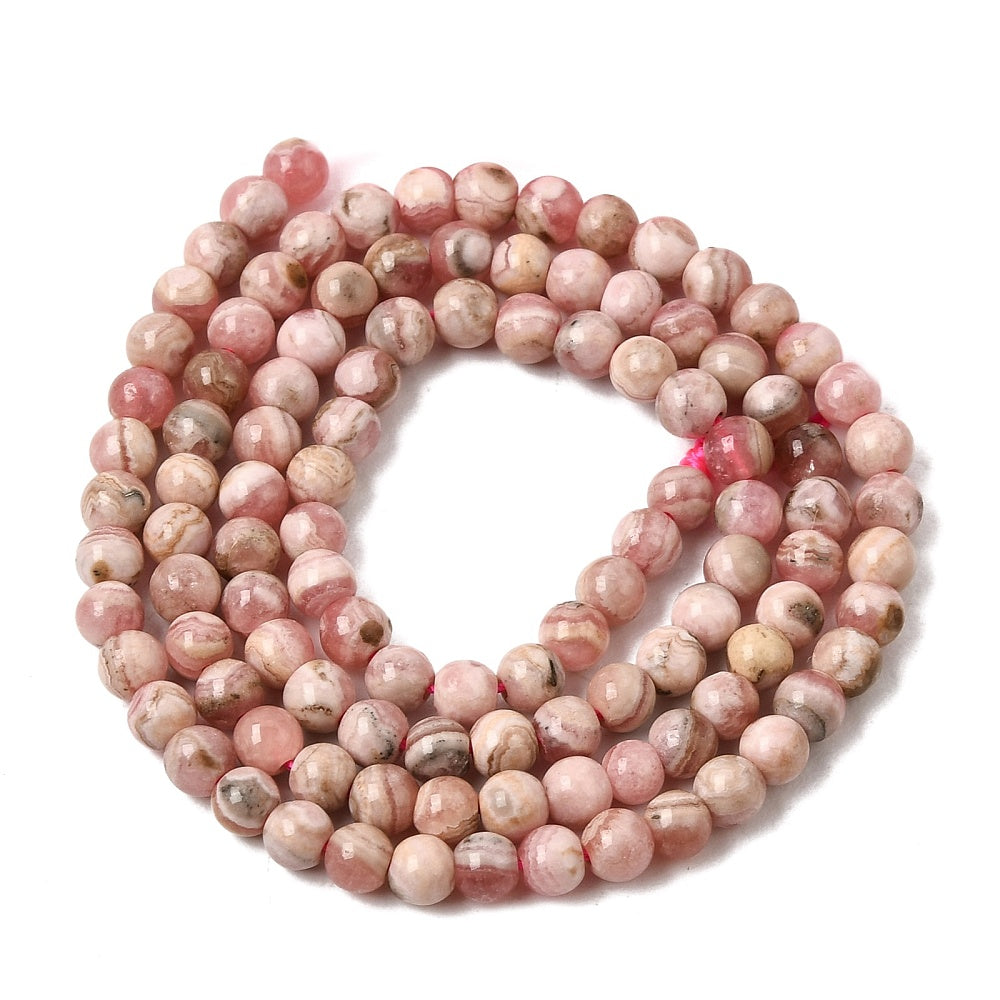 Rhodochrosite Natural  Round Beads – 4–5mm | The Pink Bead Shop Canada