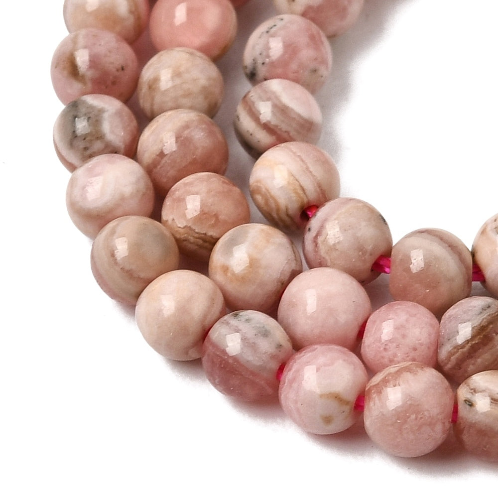 Rhodochrosite Natural  Round Beads – 4–5mm | The Pink Bead Shop Canada