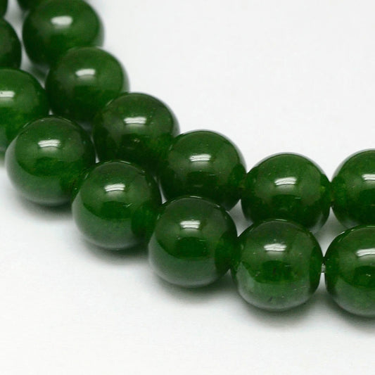 Taiwan Jade Beads – Dark Green 10mm | The Pink Bead Shop Canada