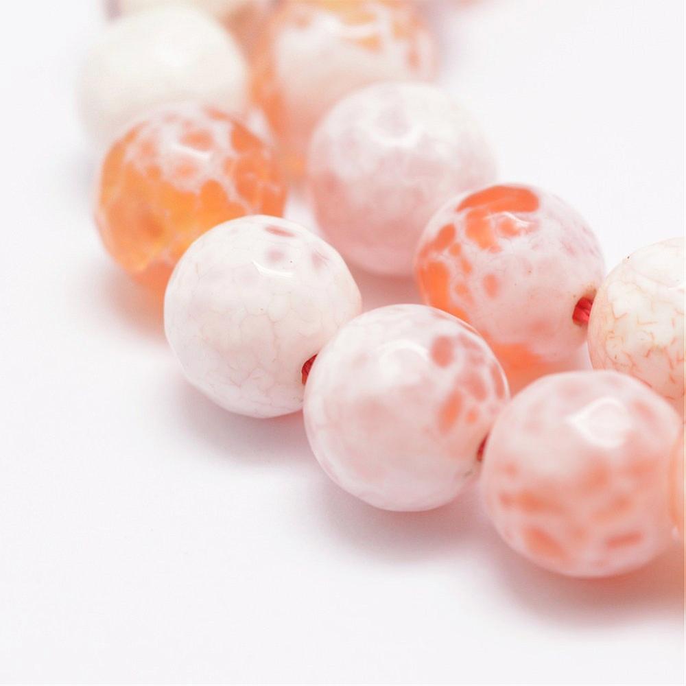 Fire Crackle Agate Faceted Beads – Orange, 8mm The Pink Bead Shop