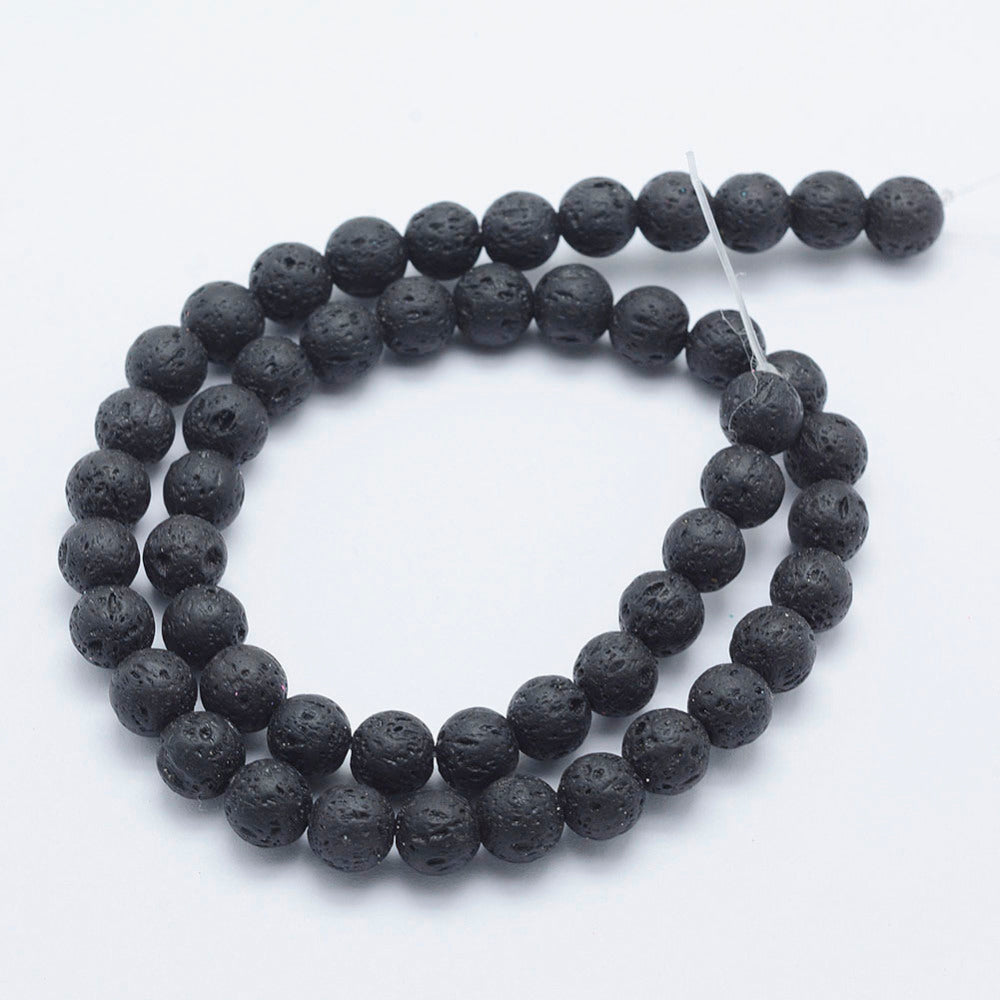 Black Lava Rock 8mm Round Beads | The Pink Bead Shop Canada