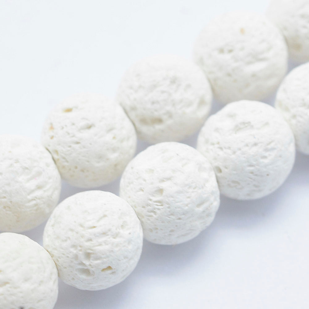 White Lava Rock 8mm Round Beads | The Pink Bead Shop Canada