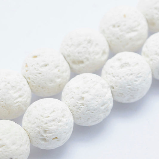 White Lava Rock 8mm Round Beads | The Pink Bead Shop Canada