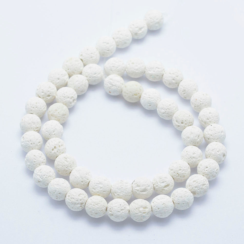 White Lava Rock 8mm Round Beads | The Pink Bead Shop Canada