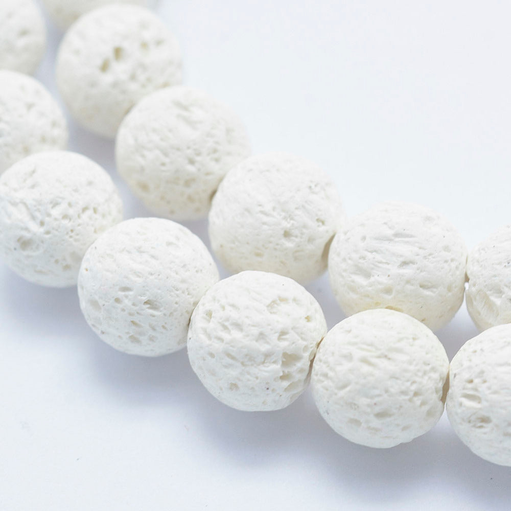 White Lava Rock 8mm Round Beads | The Pink Bead Shop Canada