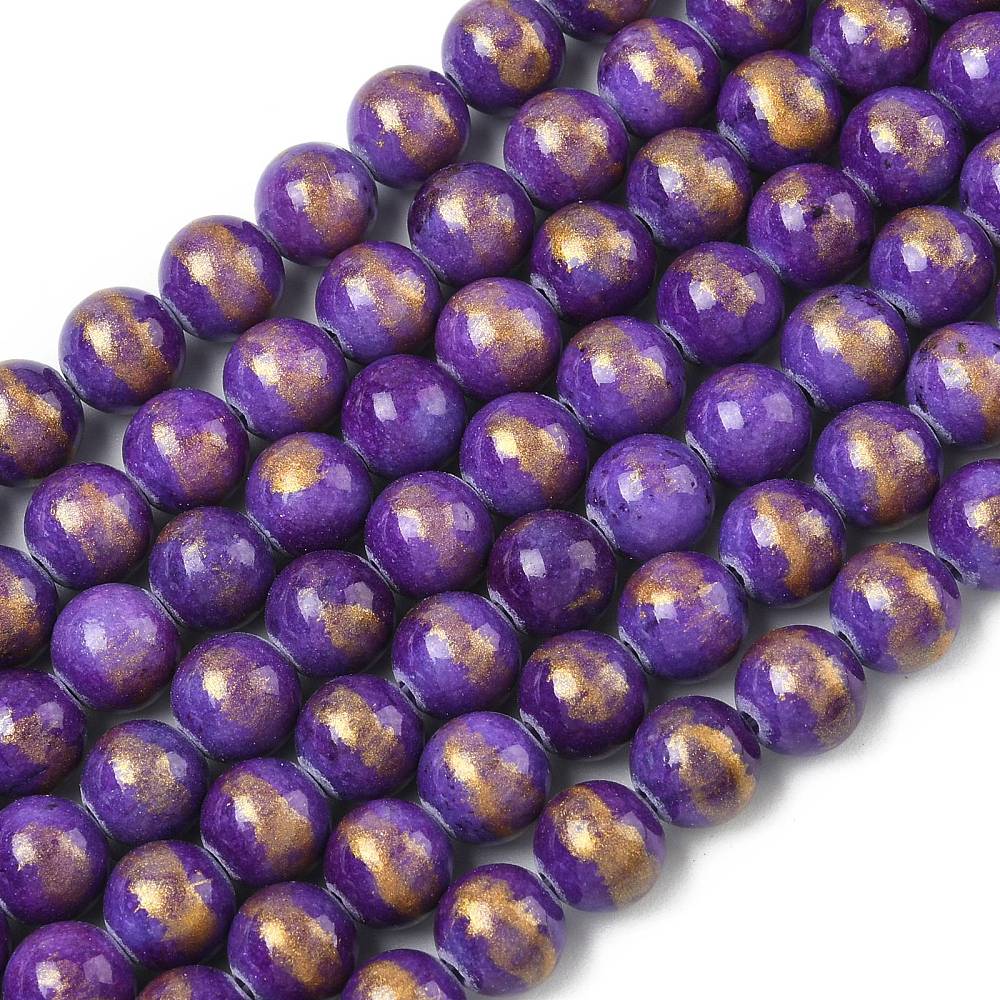 Mashan Jade Beads – Indigo with Gold Shimmer Round Gemstone Bead Strand (8mm) The Pink Bead Shop