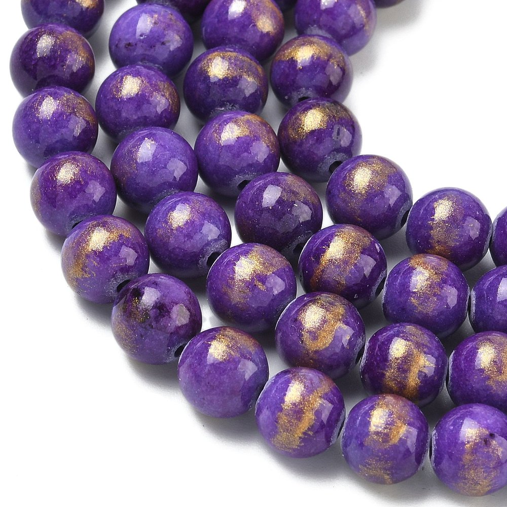 Mashan Jade Beads – Indigo with Gold Shimmer Round Gemstone Bead Strand (8mm) The Pink Bead Shop