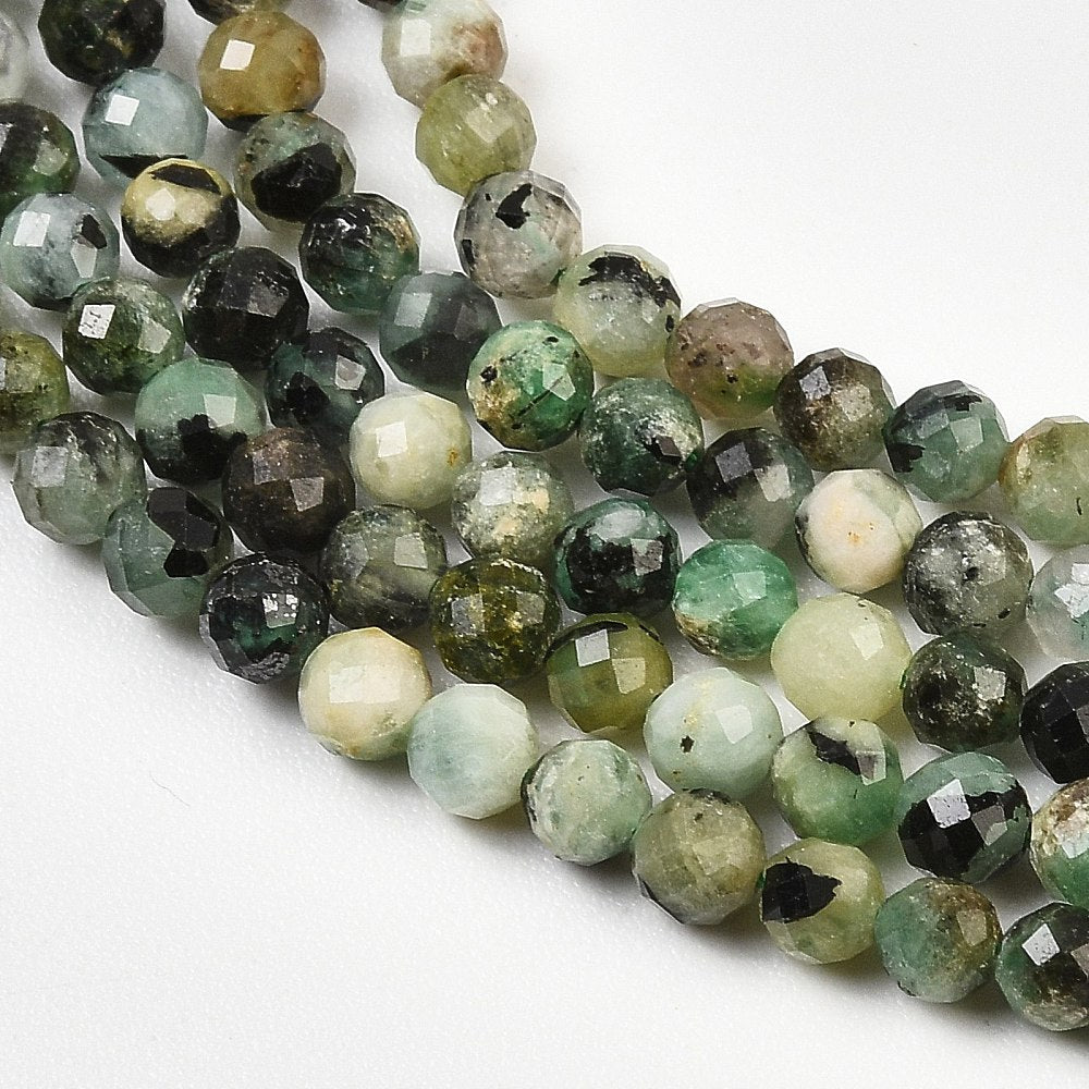 Emerald Faceted Round Beads 4mm | The Pink Bead Shop Canada