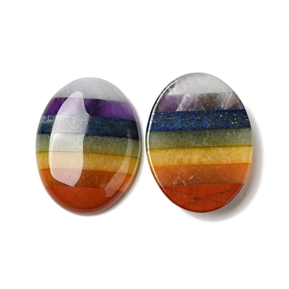 Chakra Natural Mixed Gemstone Oval Cabochon 40x30mm | The Pink Bead Shop Canada