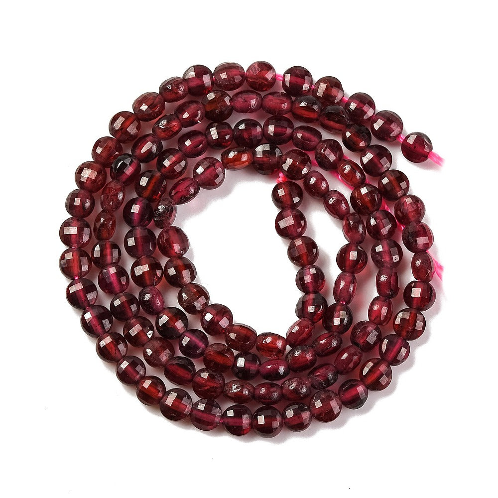 Natural Garnet Faceted Coin Beads 4x3mm | The Pink Bead Shop Canada