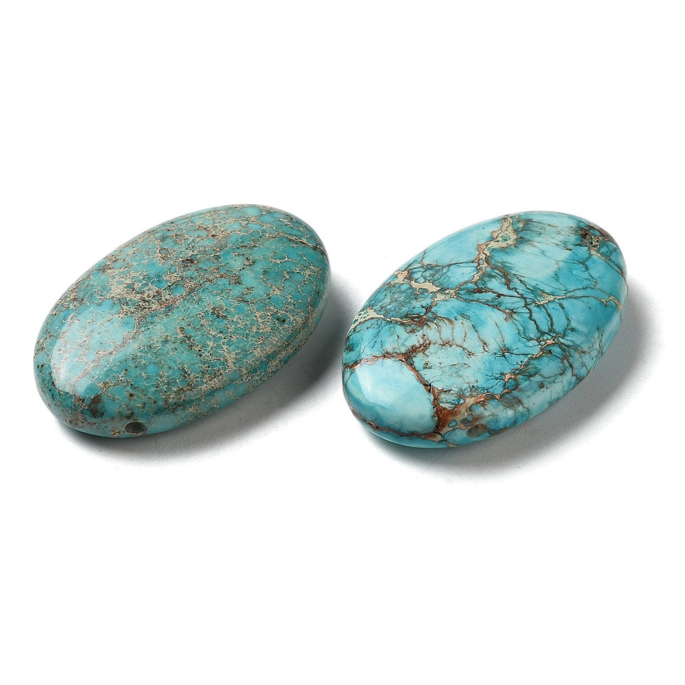 Turquoise Regalite Jasper Top Drilled Oval Pendants – 32–35mm The Pink Bead Shop