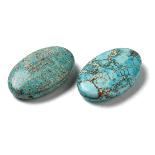 Turquoise Regalite Jasper Top Drilled Oval Pendants – 32–35mm The Pink Bead Shop