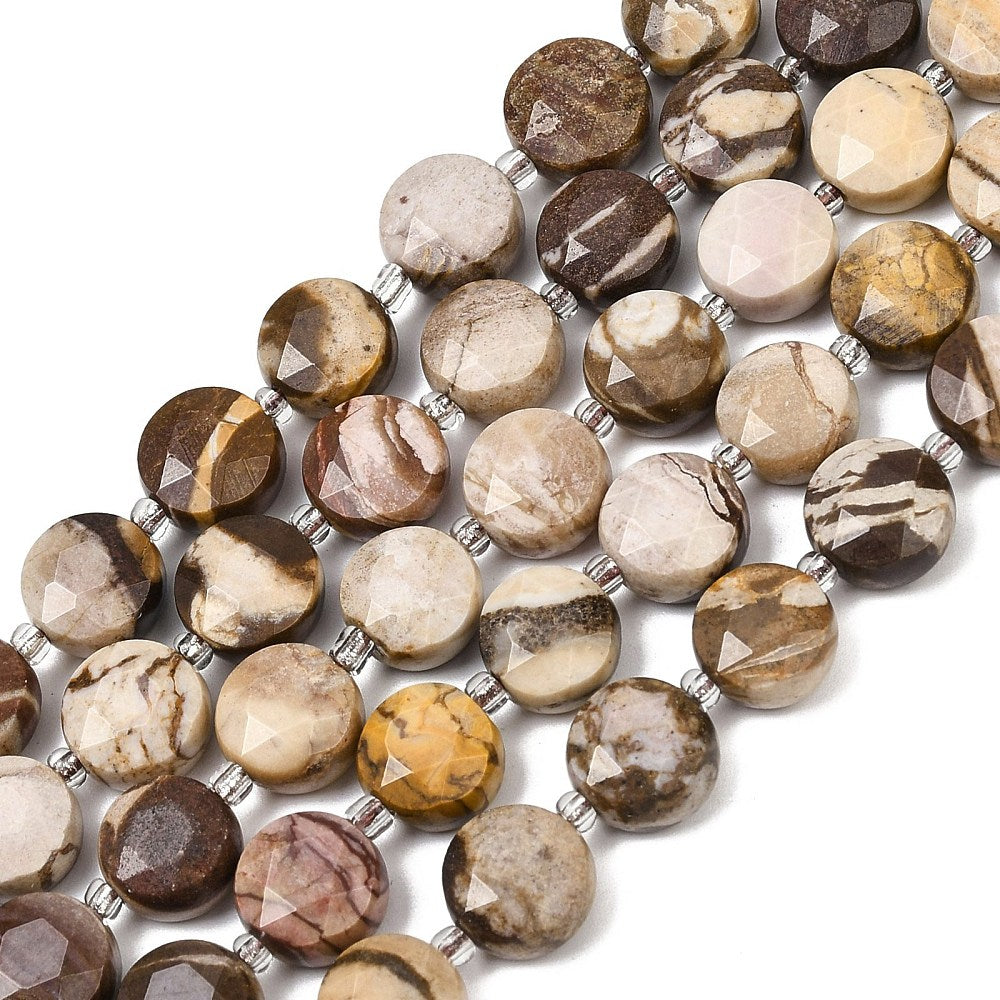 Zebra Jasper Faceted Hexagonal Coin Beads 10mm | The Pink Bead Shop Canada