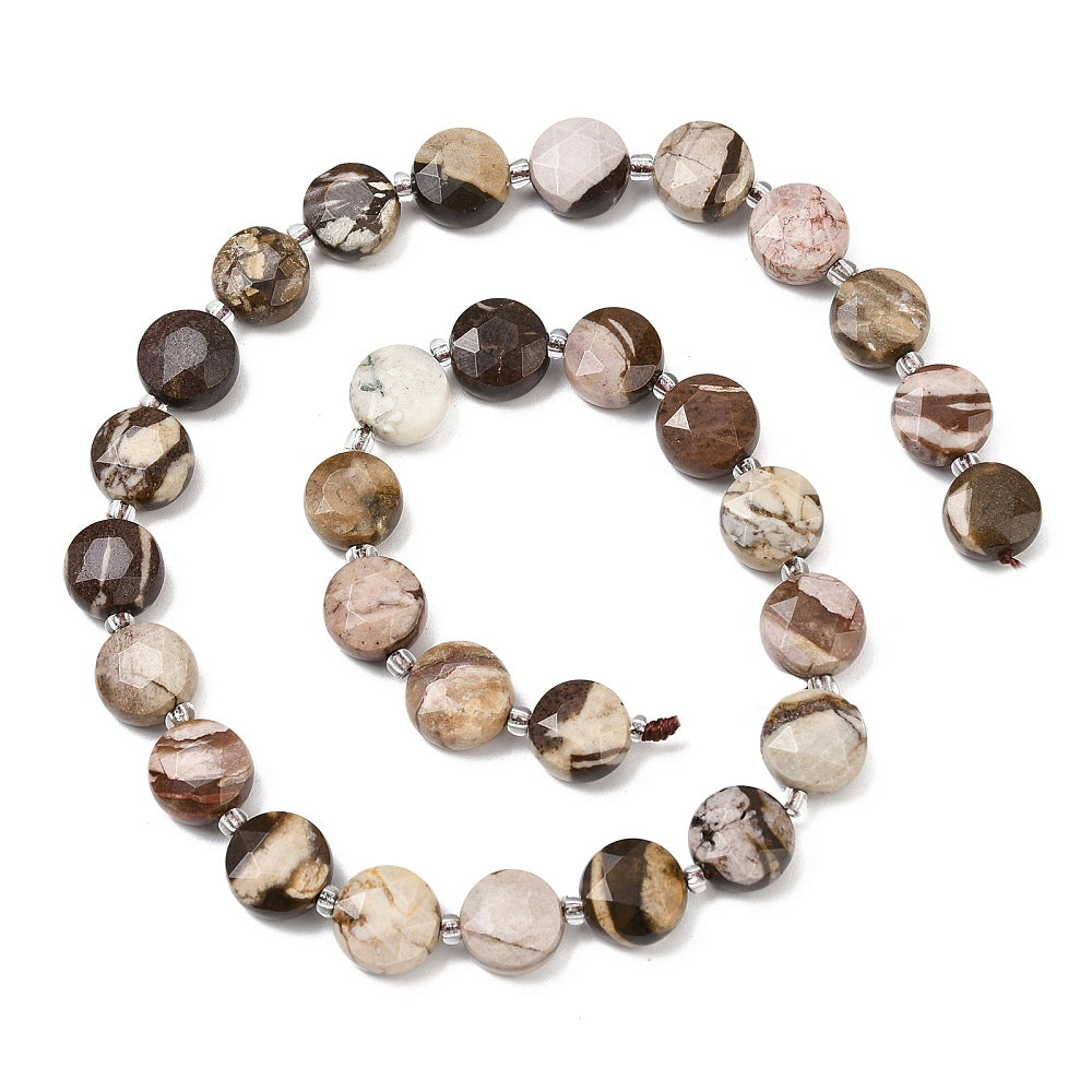 Zebra Jasper Faceted Hexagonal Coin Beads 10mm | The Pink Bead Shop Canada