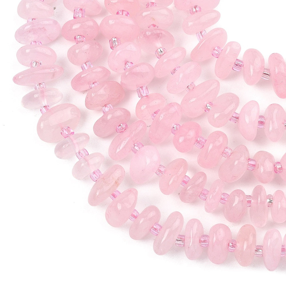 Rose Quartz Natural Chip Beads with Seed Beads Strand | The Pink Bead Shop Canada