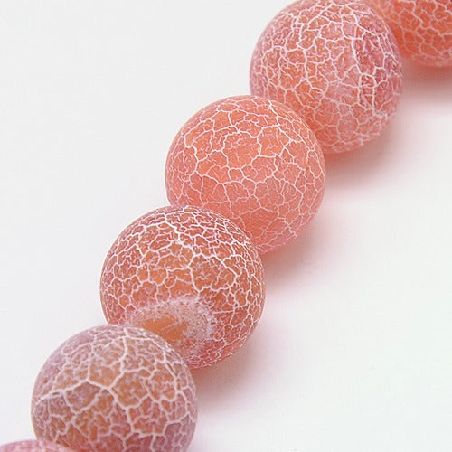 Natural Crackle Agate Beads Strands – Dyed, Round, Grade A, Indian Red, 6mm, Hole: 1mm, Approx. 63pcs/Strand, 14” The Pink Bead Shop