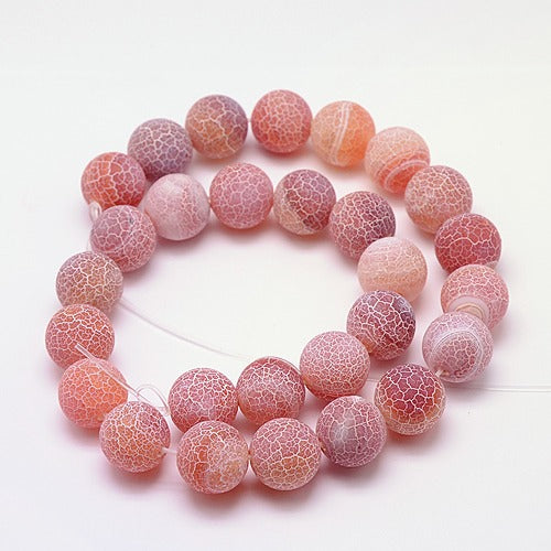 Natural Crackle Agate Beads Strands – Dyed, Round, Grade A, Indian Red, 6mm, Hole: 1mm, Approx. 63pcs/Strand, 14” The Pink Bead Shop